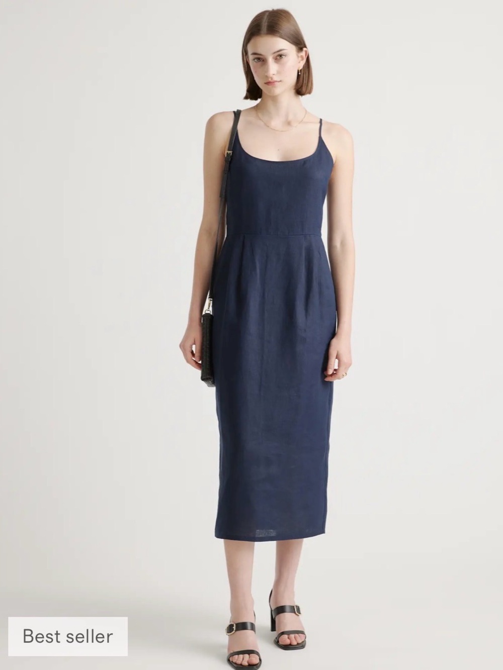 Quince 100% European Linen Scoop Neck Midi Dress